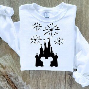 Disney Castle Fireworks Mouse Ears Sweatshirt Sweater